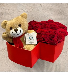 Teddy Bear with Red Roses